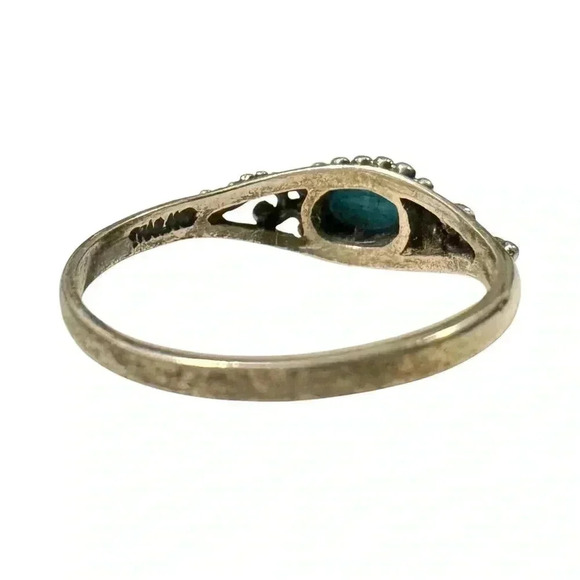 Sleeping Beauty Turquoise Sterling Silver Scrollwork Ring (6.5) - Picture 4 of 7